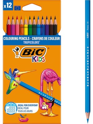 Leaf Shop Kids Tropicolors Kuru Boya Kalemi 12 Renk, Kıymık Oluşturmaz, Ağaç Kesilmeden Üretilmiştir, Çiğnemeye Dayanıklı