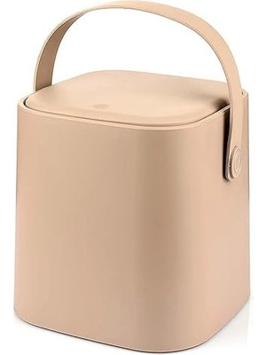 Misda Store Mini Tezgah Üstü Çöp Kovası – Deri Tutma Saplı, Kompakt ve Şık Tasarım, Mutfak & Banyo Için, Geri Dönüşüm Dostu (Latte, 4 Litre)