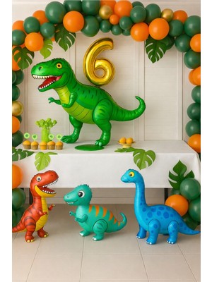 Dinozor Jungle Gold Rakamlı Doğum Günü Parti Seti 1-9 Yaş Seçenekli –dinozor Konsept Balon Dekorasyon Süsü