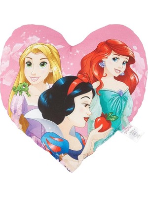 Leaf Shop Disney Princess Heart Lisanslı Karakter Baskılı Pamuk Kırlent, Pembe, 40X40 cm
