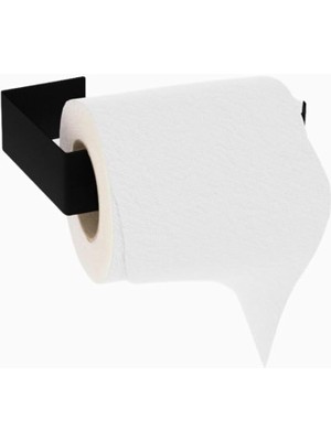 Leaf Shop Metal Mat Siyah Yapışkanlı Tuvalet Kağıtlık, Yapışkanlı Wc Kağıtlık, Tuvalet Kağıdı Askısı 3m Yapışkanlı Tasarım