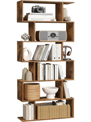 Leaf Shop Kitap Rafı, 6 Katlı Raf, Ayaklı Raf, Ofis Rafı, Bağımsız, Dekoratif Raf, Sunum Için, Modern, Oturma Odası, Yatak Odası, Ofis, Vintabraun LBC61BX
