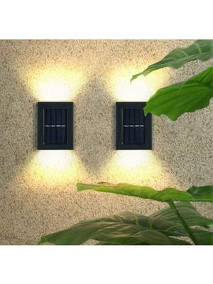 Leaf Shop Çift Taraflı Duvar Lambası Güneş Enerjili Aydınlatma Dekorasyon Aplik Işık (2 Adet)