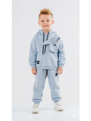 Hype Erkek Çocuk Eşofman Takım Açık Mavi Renk 4-8 Yaş Cepli Kapüşonlu Tasarım