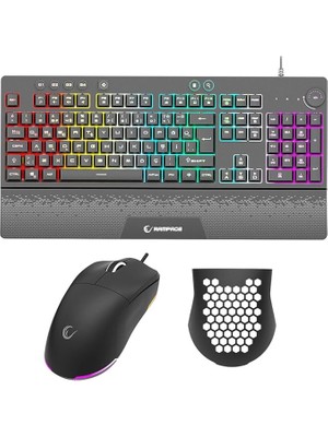 Leaf Shop Eclipse Siyah USB Rgb Aydınlatmalı Q Gaming 4 Tuş Makrolu Oyuncu Klavye Mouse Set