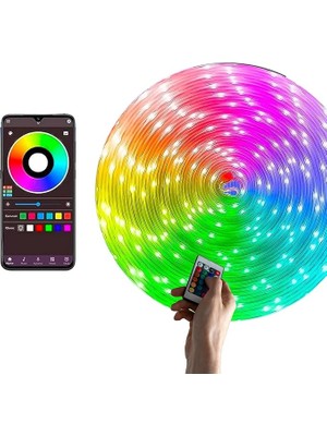 Leaf Shop LED Pixel Rgb Magic Peri Işık - 5V USB Girişli, Bluetooth Uygulamalı, Uzaktan Kumandalı, Müziğe Duyarlı, Suya Dayanıklı, Parti, Yılbaşı, Doğum Günü, Eğlence Için (10 Metre)