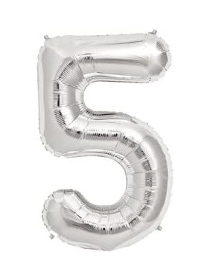 Misda Store Marifetlerim - 5 Rakamı Gümüş Folyo Balon 16 Inch 40 cm