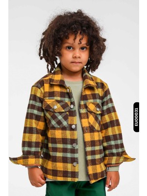 Escabel Astarlı Düğmeli Cepli Ekose Desenli Erkek Çocuk Oduncu Gömlek 23141