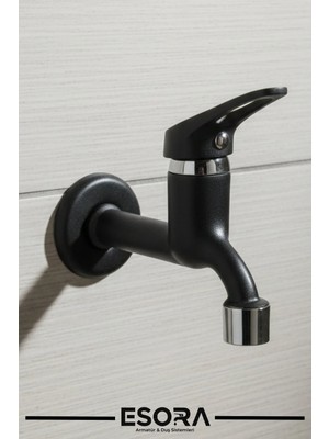 Esora Siyah Mix Musluk Aç Kapa Lavabo Wc Tuvalet Bahçe Musluğu Siyah Aç Kapa Garantili