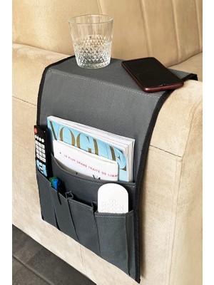 Leaf Shop Koltuk Kenarı Kumandalık Portatif Yan Sehpa (Gri)
