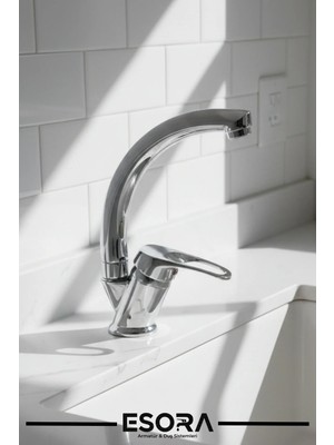 Esora Kısa Borulu Kuğu Banyo Lavobo Musluk-Batarya (Çift Su Girişli ) 40 Kartuş