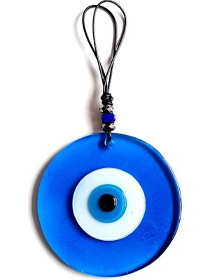 Leaf Shop Boncuklu El Yapımı Deri Ipli Açık Mavi Şeffaf Cam Duvar Süsü