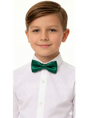 Sibel Günay Butik Çocuk Zümrüt Yeşil Lastikli Papyon | 4–12 Yaş Ayarlanabilir | Özel Gün ve Bayram Aksesuarı