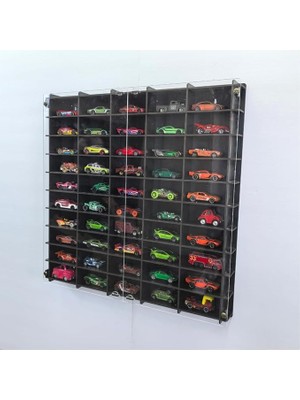 Leaf Shop Kapaklı 1/64 Ölçek 50ARAÇ Hotwheels Matchbox Metal Araç Uyumlu Model Oyuncak Araba Rafı