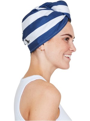Leaf Shop & Bay Turban Saç Havlusu - Ev ve Plaj Için - Süper Emici, Hızlı Kuruma - Cabana - Whitsunday Mavisi, Tek Beden