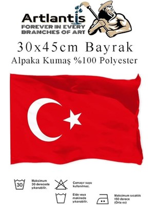 Misda Store Bayrak 30X45 cm Türk Bayrağı Kumaş 1 Adet Alpaka Kumaş Bez Bayrak Kaliteli Türk Bayrağı