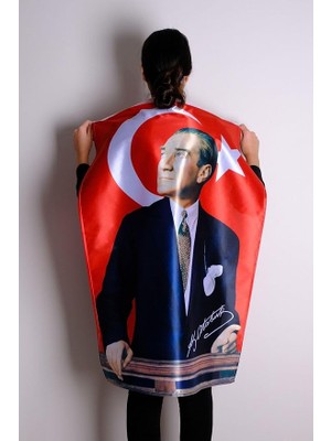 Leaf Shop Bayrak 100X150 Atatürk Baskılı Türk Bayrağı cm Raşel Kumaş Dijital Baskı-Özel Sert Plastik Kutu ile Gelir-