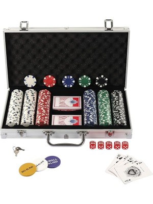 Leaf Shop Poker Kılıfı, Lazer Poker Chips Poker 12 Gram, 2 Kart, Bayi, Küçük Kör, Büyük Kör Düğmeler ve 5 Zar, Alüminyum Kılıflı (300 Cips)