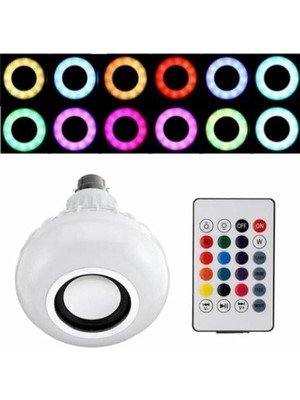 Leaf Shop Lambası Bluetooth Hoparlör Rgb Ledli Lamba Kumandalı Mp3 Çalar Ampul Renkli Ampul, , Tek Ebat