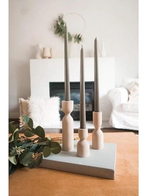 Leaf Shop Şamdan Set, Mumluk (Kayın)