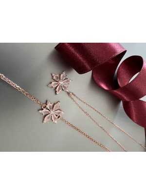 Zeta Jewel 925 Ayar Gümüş Milk Pembe Kamelya Taşlı Kolye Bileklik Set - Şık ve Zarif Tasarım
