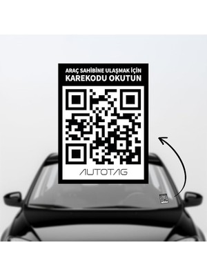Leaf Shop Qr Kodlu Akıllı Araç Etiketi - Karekod Numaratör - Içten Yapıştırmalı Cam Etiket