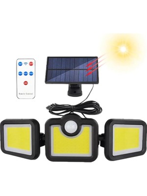 Leaf Shop Güneş Enerjili Hareket Sensörlü, 3 Taraflı 171 Cob LED AYDINLATMA/GT-SL15