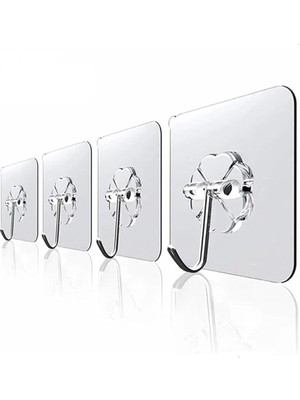 Leaf Shop Haus Askı Askılık 10 Adet Güçlü Şeffaf Duvar Askısı Askılığı Yapışkan Vantuz Kanca Mutfak Banyo Aksesuar