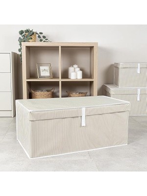 Leaf Shop Home Çok Amaçlı Kapaklı Sandık Tipi Hurç Organizer – Büyük Boy Saklama Kutusu – Dolap Içi, Yatak Altı ve Baza Altı Için Sert ve Dayanıklı Depolama Çözümü – Katlanabilir (Krem, 70X40X30 Cm)