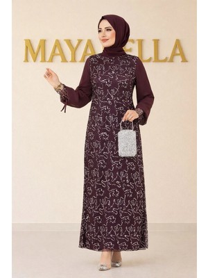 Maya Bella Şifon Pul Payetli Tesettür Abiye