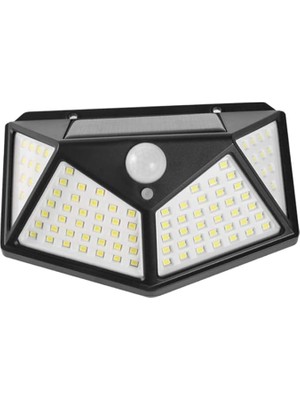 Leaf Shop Solar Lamba 100 LED Pır Hareket Sensörlü Dış Duvar Lambası IP65 Bahçe Teras - 1 Adet