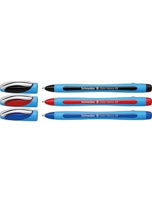 Leaf Shop 150293 Slider Memo Xb Tükenmez Kalem (Kapaklı, Çizgi Kalınlığı: Xb, Yazı Rengi: Kırmızı/siyah/mavi, Almanya'da Üretilmiştir) 3'lü Kılıf