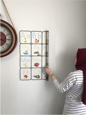 Leaf Shop Kağıt Türkçe Alfabe Tablosu Alfabe Harfleri Kağıt Tahta Ilkokul Eğitim Yazı Tahtası Kalem 105X70 cm