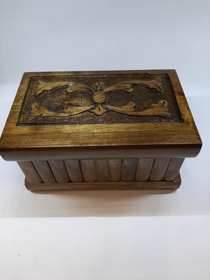 Leaf Shop Özel Yapım Battal Boy Şifreli Takı Sandığı Ceviz Oyma Sandık