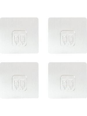 Leaf Shop 4 Paket Duş Caddy Yapışkanlı Etiket Kanca Montaj Sepet Banyo Rafı Sabunluk Mutfak Lavabo Yedek Yapışkan Kanca (Gümüş)