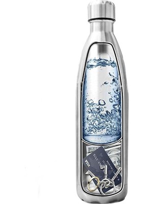 Misda Store Paslanmaz Çelik Termos Gizli Bölmeli 750 ml Kişiye Özel Tek Ebat Metalik