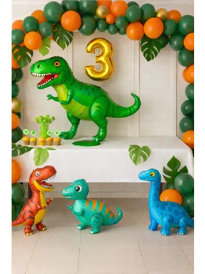 Bkmc Party Dinozor Jungle Gold Rakamlı Doğum Günü Parti Seti 1-9 Yaş Seçenekli –dinozor Konsept Balon Dekorasyon Süsü