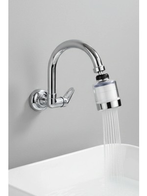 Esora Duvardan Teksu Girişli Kireç Önleyici Pamuk Başlıklı Lavabo Bataryası