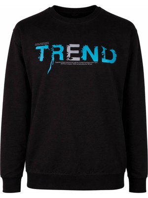 Trender 26YG08000051 Siyah Erkek Sweatshirt Trend Baskı 0 Yaka