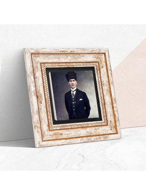 Misda Store Stone Atatürk Taş Duvar Tablosu - Çerçeveli Taş Tablo - Dekoratif Duvar Sanatı - Modern Ev ve Ofis Duvar Dekoru T1-133