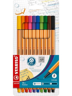 Misda Store Point 88 - Ince Keçe Uçlu Kalem - 10'lu Paket - Çeşitli Renkler