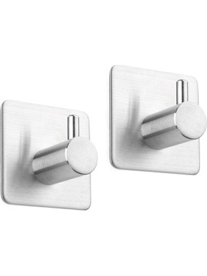Misda Store Paslanmaz Çelik 2 Adet Topuzlu Banyo Askısı Havluluk Havlu Askısılık Inox - Kendinden Yapışmalı