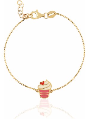 Zeya Kuyumculuk 14 Ayar Altın Cupcake Figürlü Çocuk Bileklik