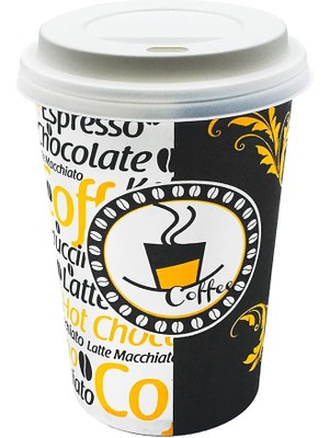 Misda Store Cup 12 Oz Beyaz Kapaklı Karton Bardak 300 ml - 100'LÜ (Latte Bardağı)