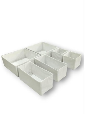 Misda Store Room 6'lı Beyaz Çekmece Içi Düzenleyici Organizer Set - Çok Amaçlı Dolap Içi Kutu Seti