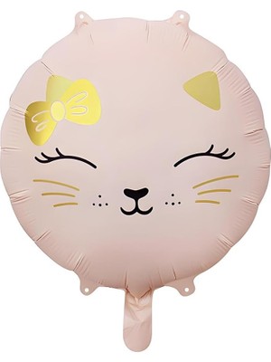 Misda Store Pembe Renkli Kedi Kitty Folyo Balon 18 Inç 45 cm
