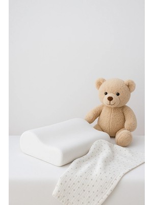 İz Home Bebek & Çocuk Visco Yastık | 3-14 Yaş | Boyun Destekli | 32X52X11 cm | Ortopedik | Hafızalı Sunger