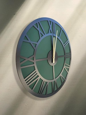 Misda Store Yaprak Yeşil Roma Dekoratif Duvar Saati 50X50 Cm,salon Saati,oturma Odası Saati,el Yapımı Saat