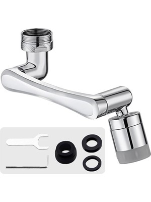 Misda Store Döner Musluk Başlığı, Evrensel 1080° Dönebilen Filtre Musluk Uzatması, 2 Su Çıkış Desenli, Mutfak Banyo Armatürleri Için, Montaj Aksesuarlı (Model 2.0)