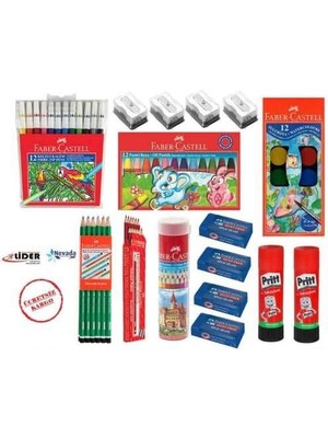 Misda Store Castell Okul - Kırtasiye 16 Parça Mega Set Boya,kalem,silgi,açacak,yapıştırıcı